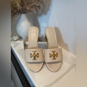 Tory Burch Everly Block Heel Sandals cream gold